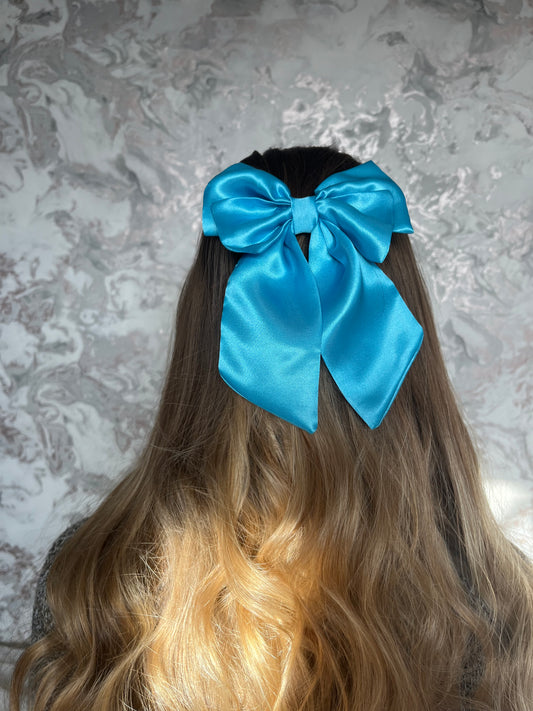 Blue hair bow clip