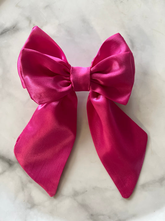 Bright pink hair bow clip